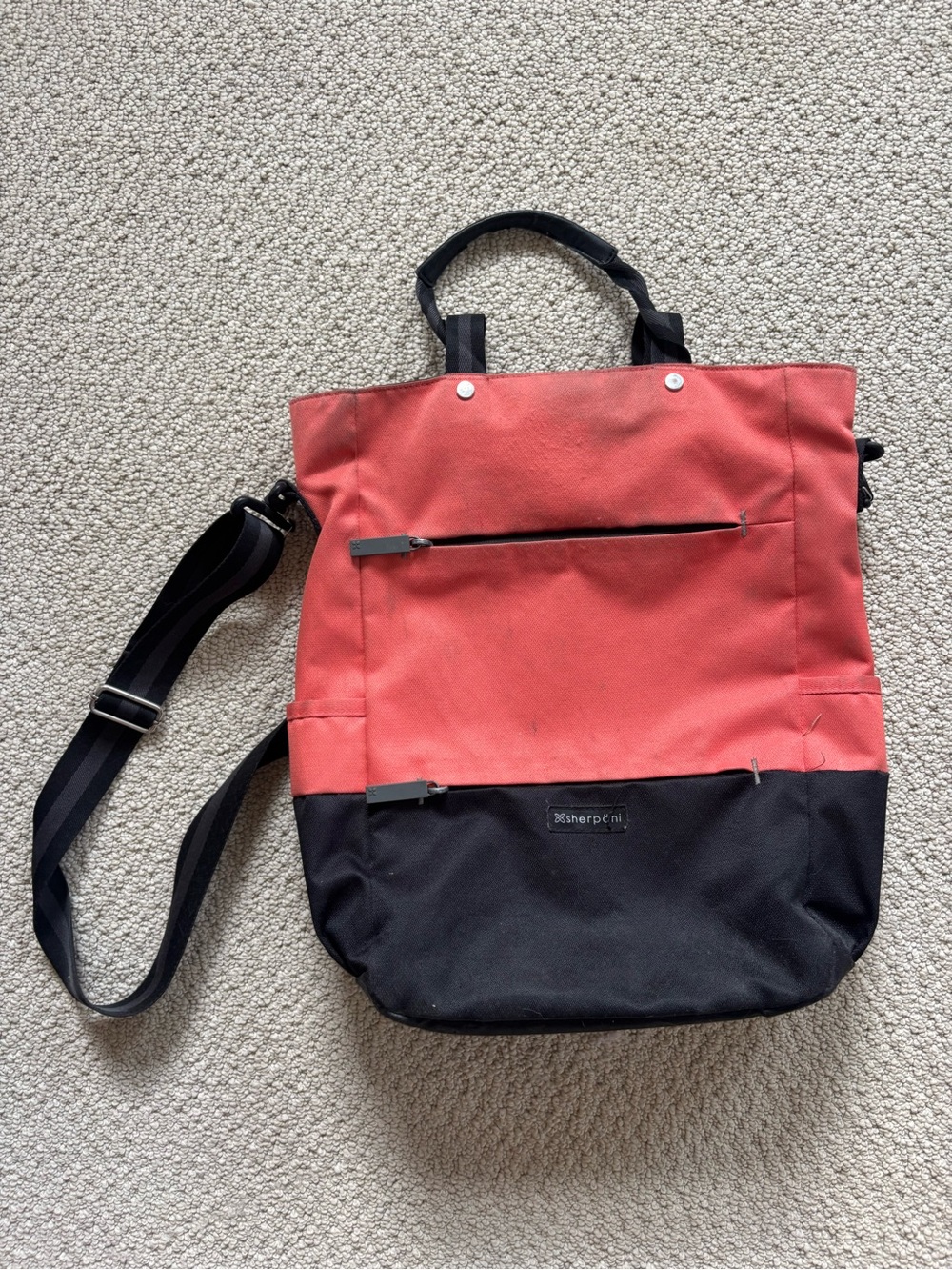Red and Black Convertible Tote Crossbody Bag